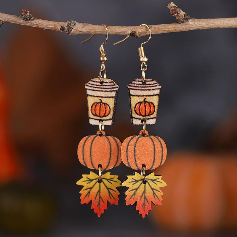 SKYFUN Fall Earrings Crystal Maple Leaf Earring for Women Orange Autumn Maple Leaves Thanksgiving Earrings Drop Dangle Statement Prom Party Jewelry Accessories - Image 3